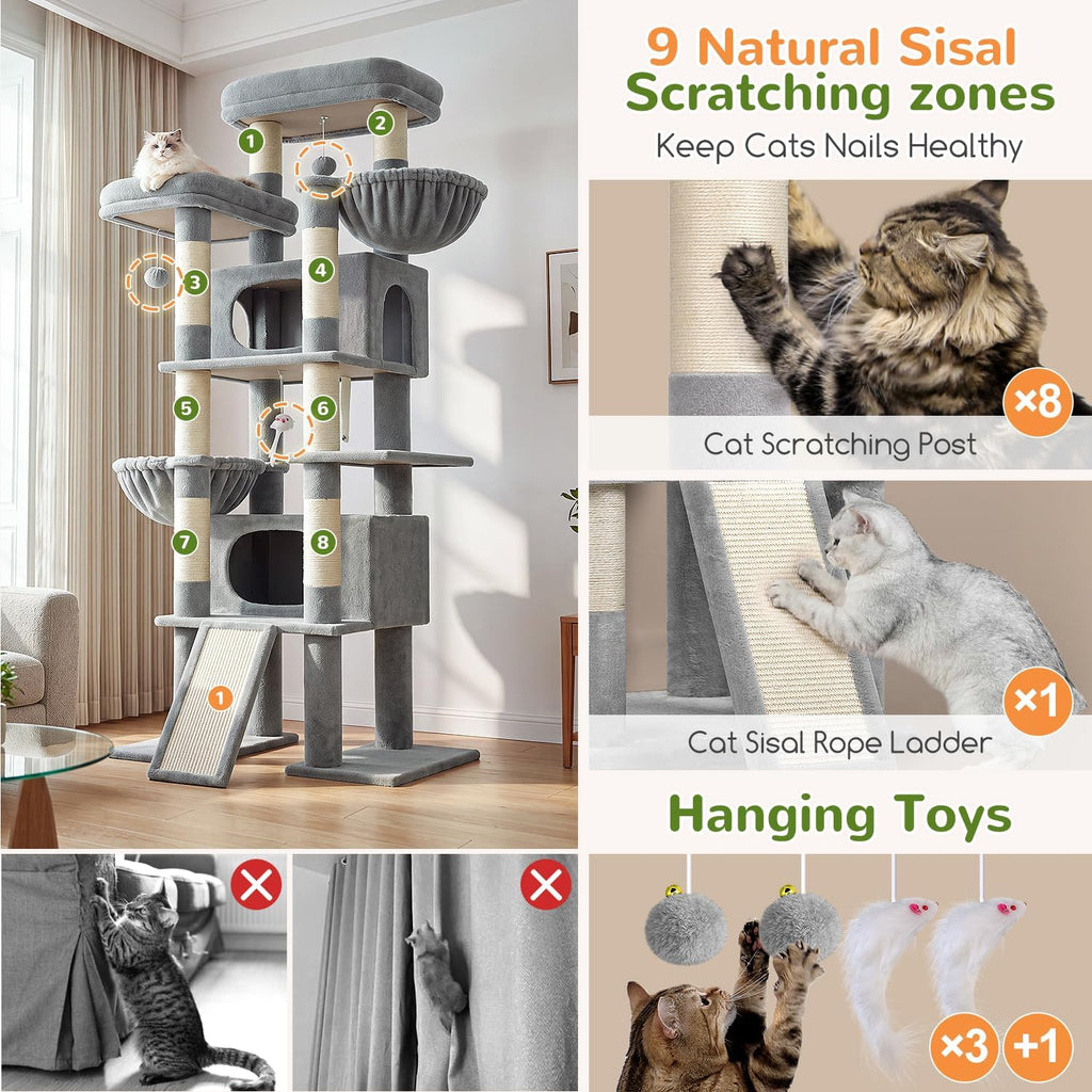 Globlazer Giant Tall Heavy Duty Cat Tower for Indoor Large Cats, F75G