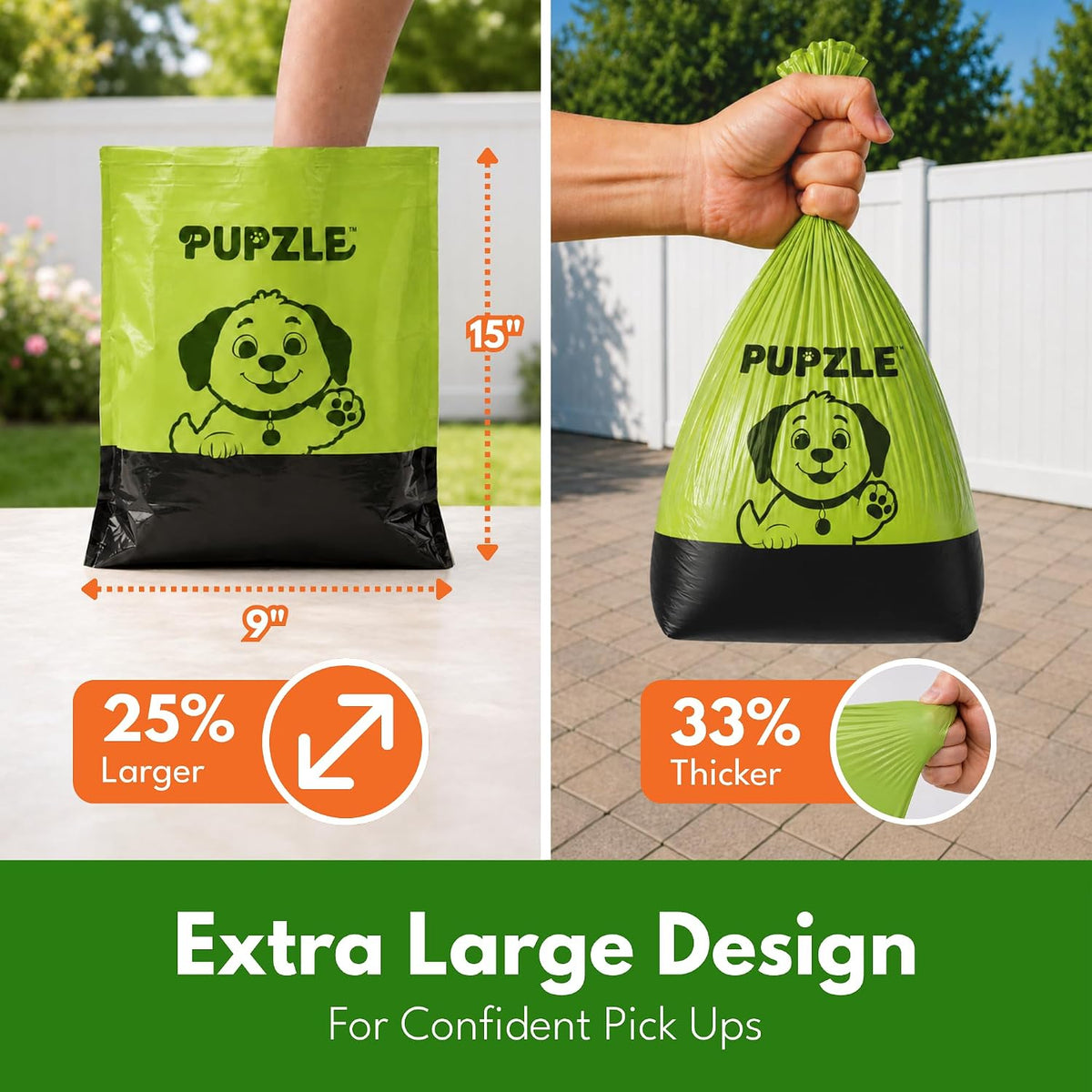 Pupzle 2-Ply Thick Dog Poop Bags For Dogs, Multi-layered Hand Protection | Thick Dog Poop Bags and Odor Blocking Heavy Duty Large Doggy Bags, Includes Pouch, Lavender Scented 250 Bags For Pet Waste