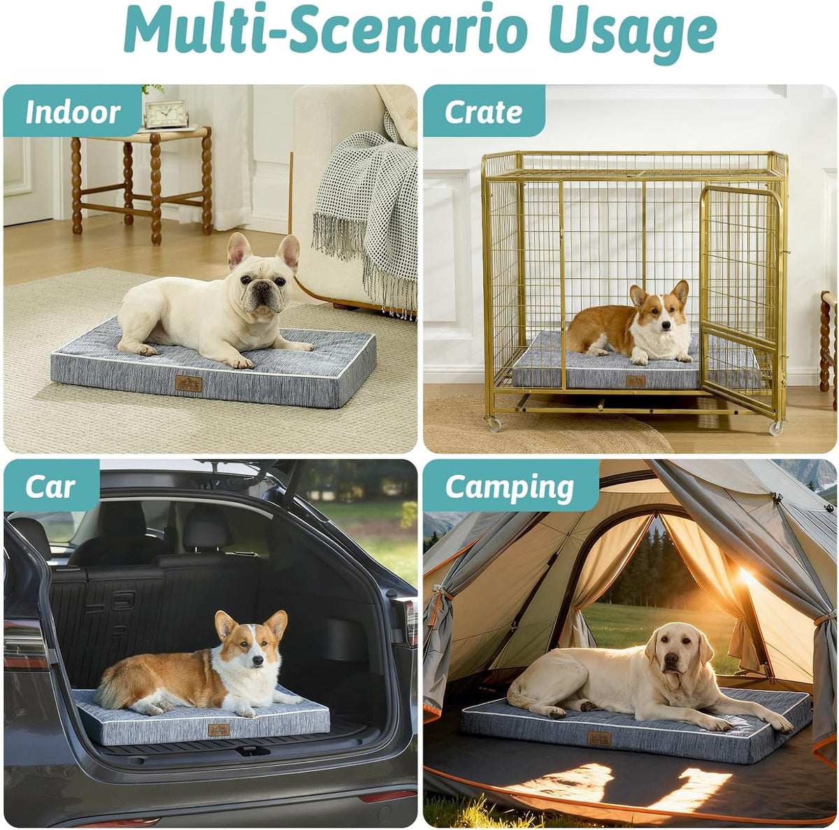 COZY KISS Cooling Orthopedic Dog Bed, Q-Max>0.5, Waterproof Lining, 36x27in
