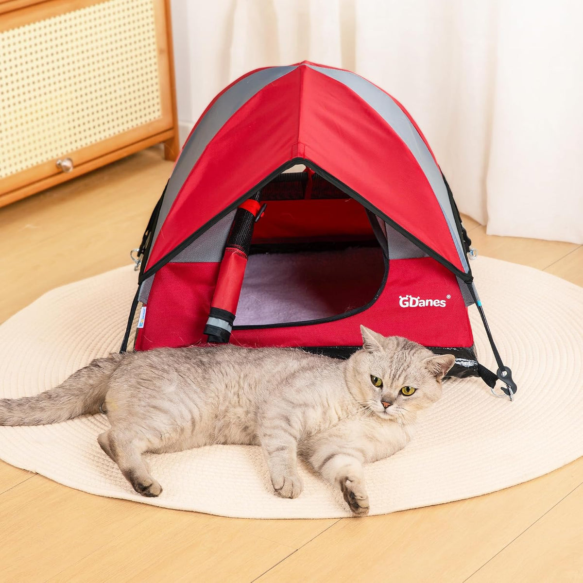 GDanes Red Cat Tent, Cat House Bed for Indoor Cats with Soft Pad