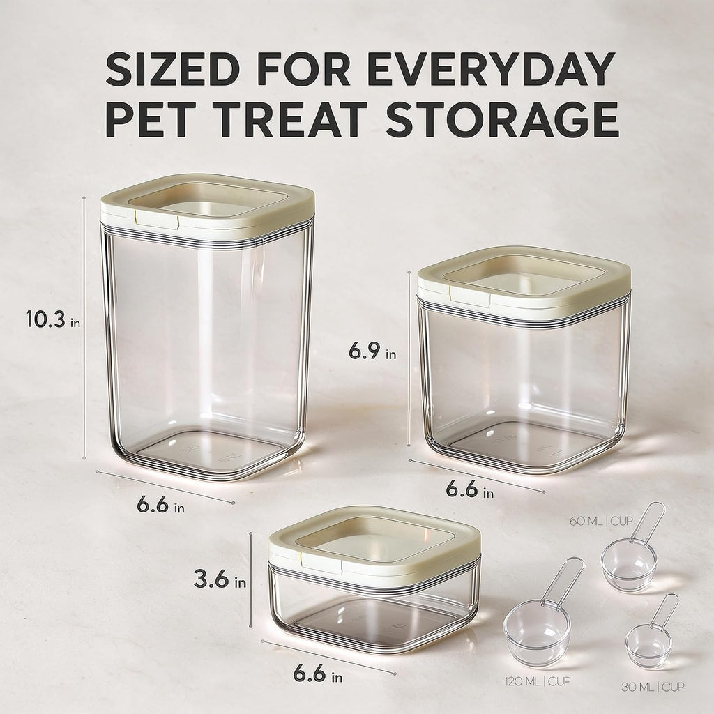 LivLab Mker 20lbs Pet Food Containers,One-Handed Opening, Clear, Stackable
