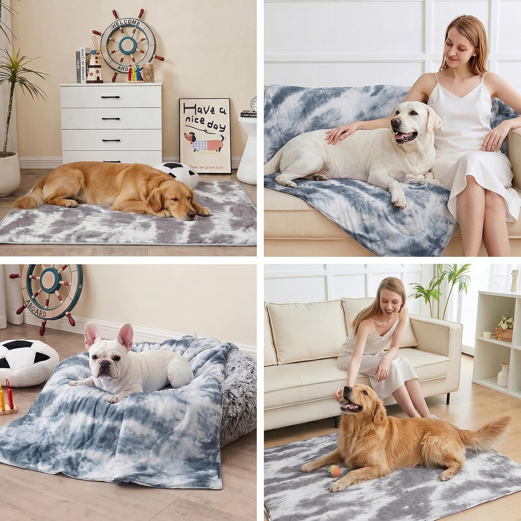 Cooling Blanket For Dogs. Dog Cooling Blankets For Large Dogs, Breathable Cooling Fabric, Cold Washable, Cooling Dog Blanket Durable Scratch-Resistant Soft Fabric for All Seasons, Tie-Dye Navy