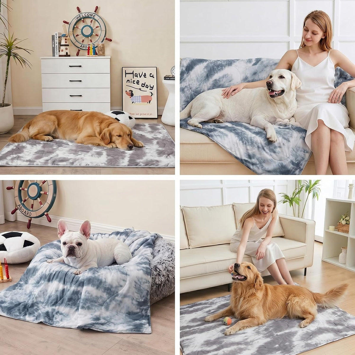 Cooling Blanket For Dogs. Dog Cooling Blankets For Large Dogs, Breathable Cooling Fabric, Cold Washable, Cooling Dog Blanket Durable Scratch-Resistant Soft Fabric for All Seasons, Tie-Dye Blue