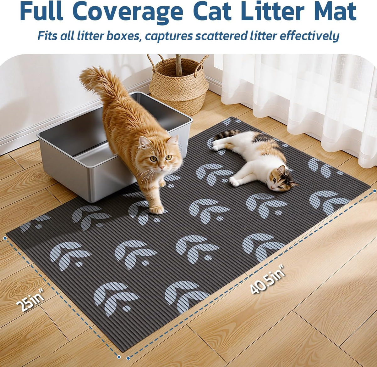Cat Litter Mat, 40"x25" Jumbo Foam Litter Box Mat