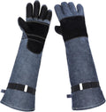 Heavy Duty Animal Handling Gloves - Cat Gloves Bite Proof, Ideal for Dog Training, Falconry, Welding, Gardening - 21.6 inch Grey Black