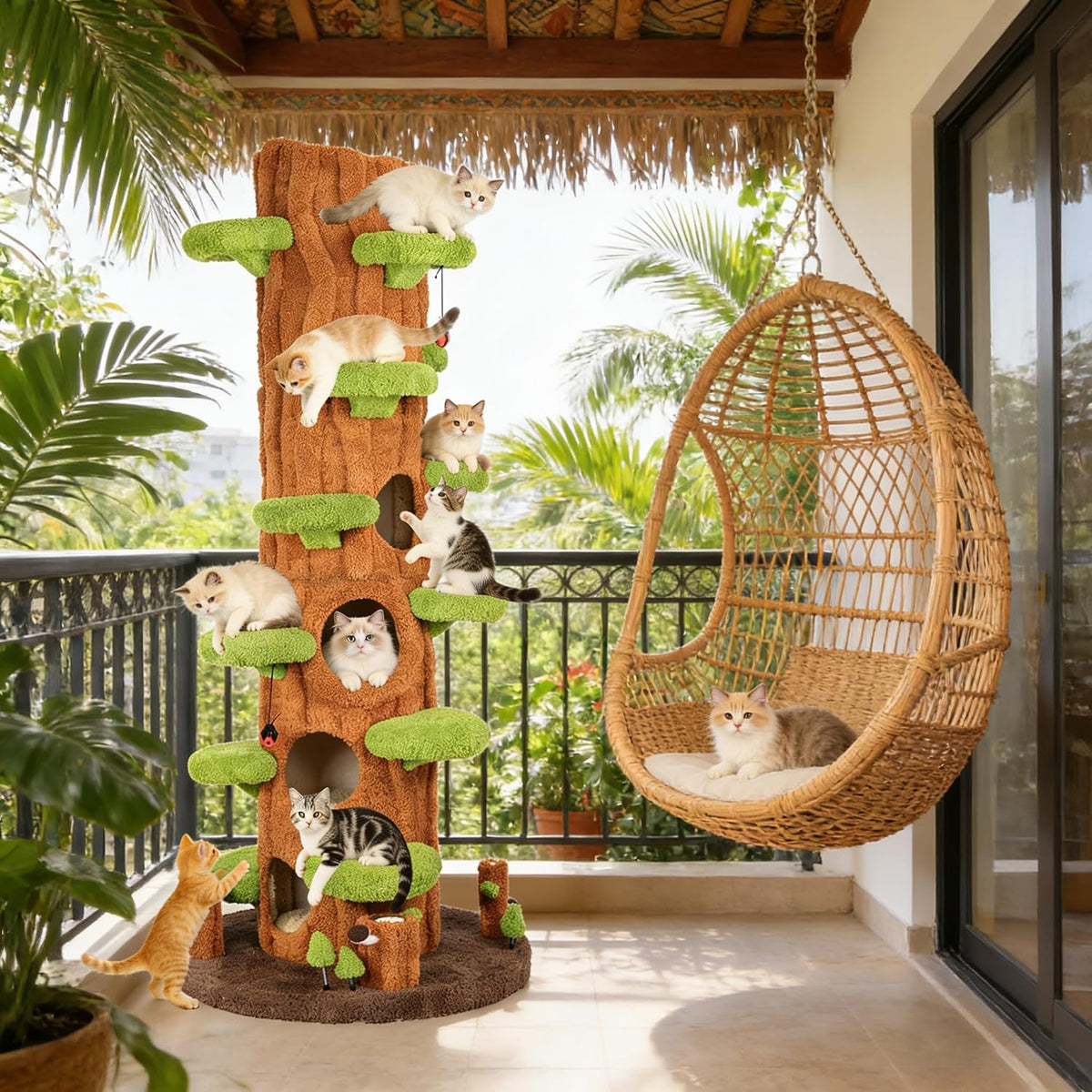 NUNU LAB Large Cat Tree for Indoor Cats – Multi-Level Solid Wood