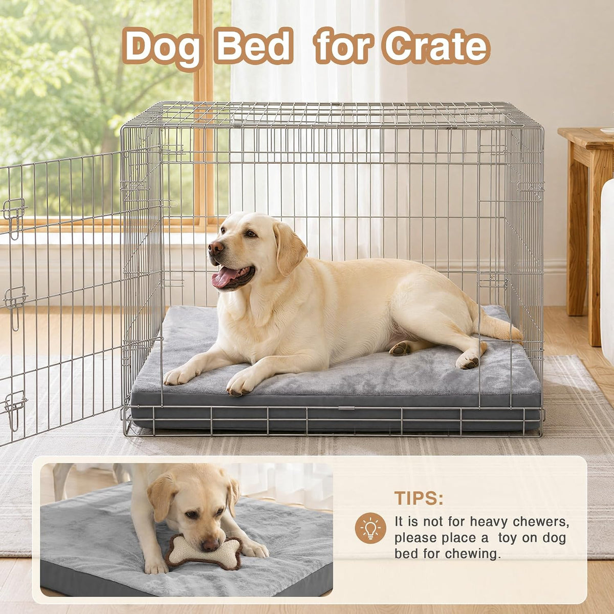 XXL Dog Bed Waterproof Outdoor Washable Foam Large Crate Pad 48" Anti-Slip