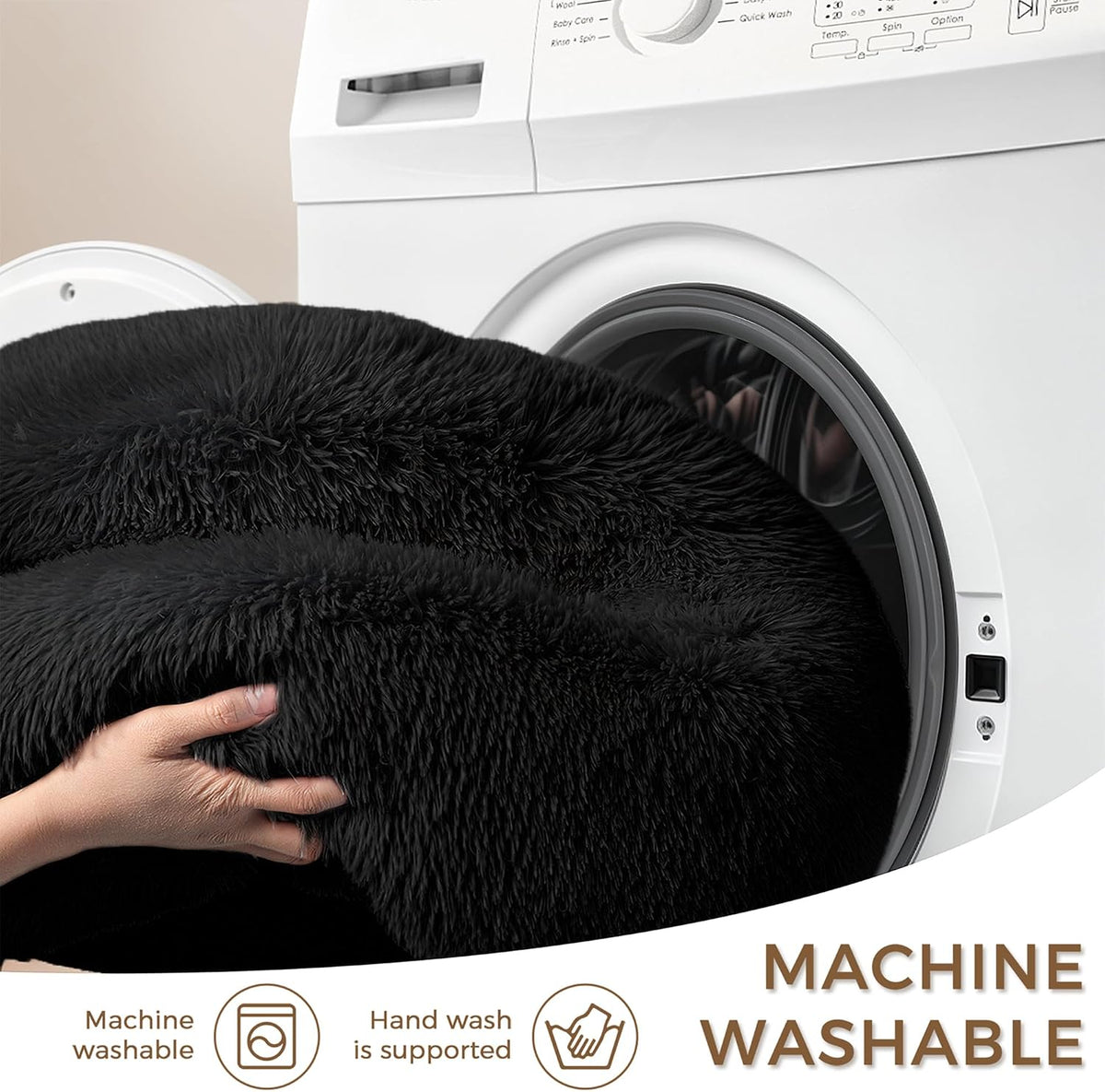 Calming Round Dog Bed & Cat Bed for Indoor Cats, Medium Size Washable Anti-Slip Anti-Anxiety Donut Dog Beds for Small Dogs & Cats, Fluffy Plush Soft Dog Bed(20 Inch, Black)