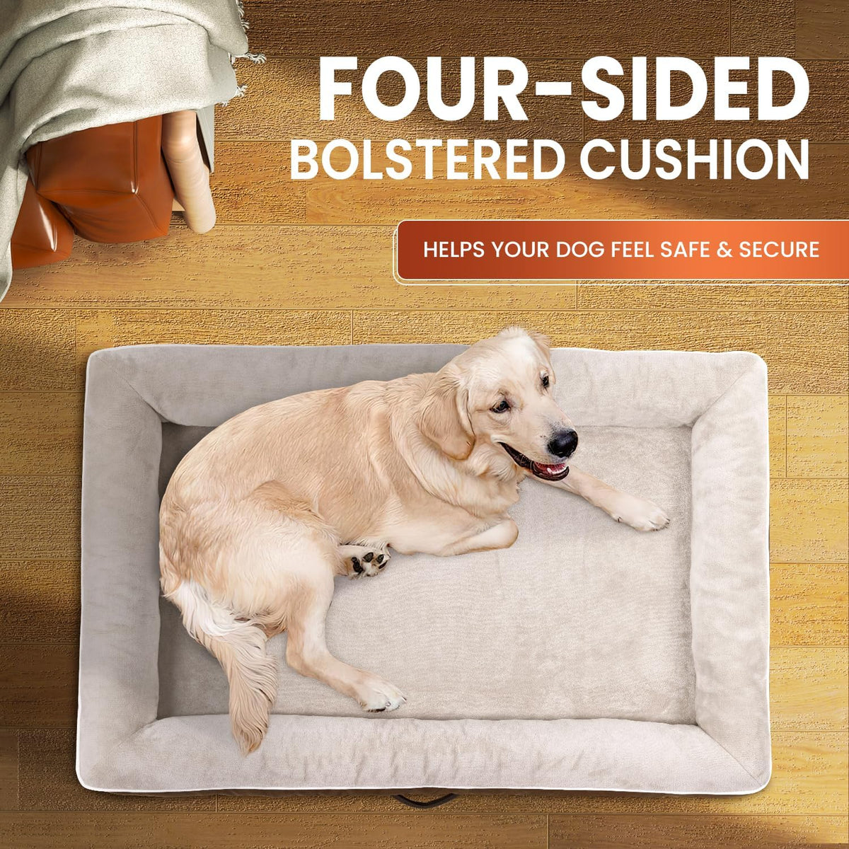 Upvilla Orthopedic Dog Bed XXL, Four-Sided Dog Sofa, Washable Cover, Brown