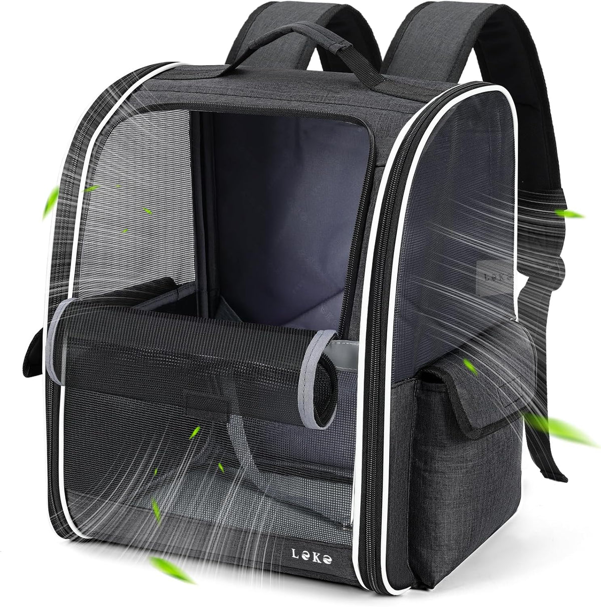 Lekereise Dog Carrier Backpack for Small Medium Large Dogs Cats up to 25 lbs, Breathable Pet Backpack Carrier with 3 Entrances, Collapsible Cat Backpack Carrier, Travel Hiking Puppy Backpack