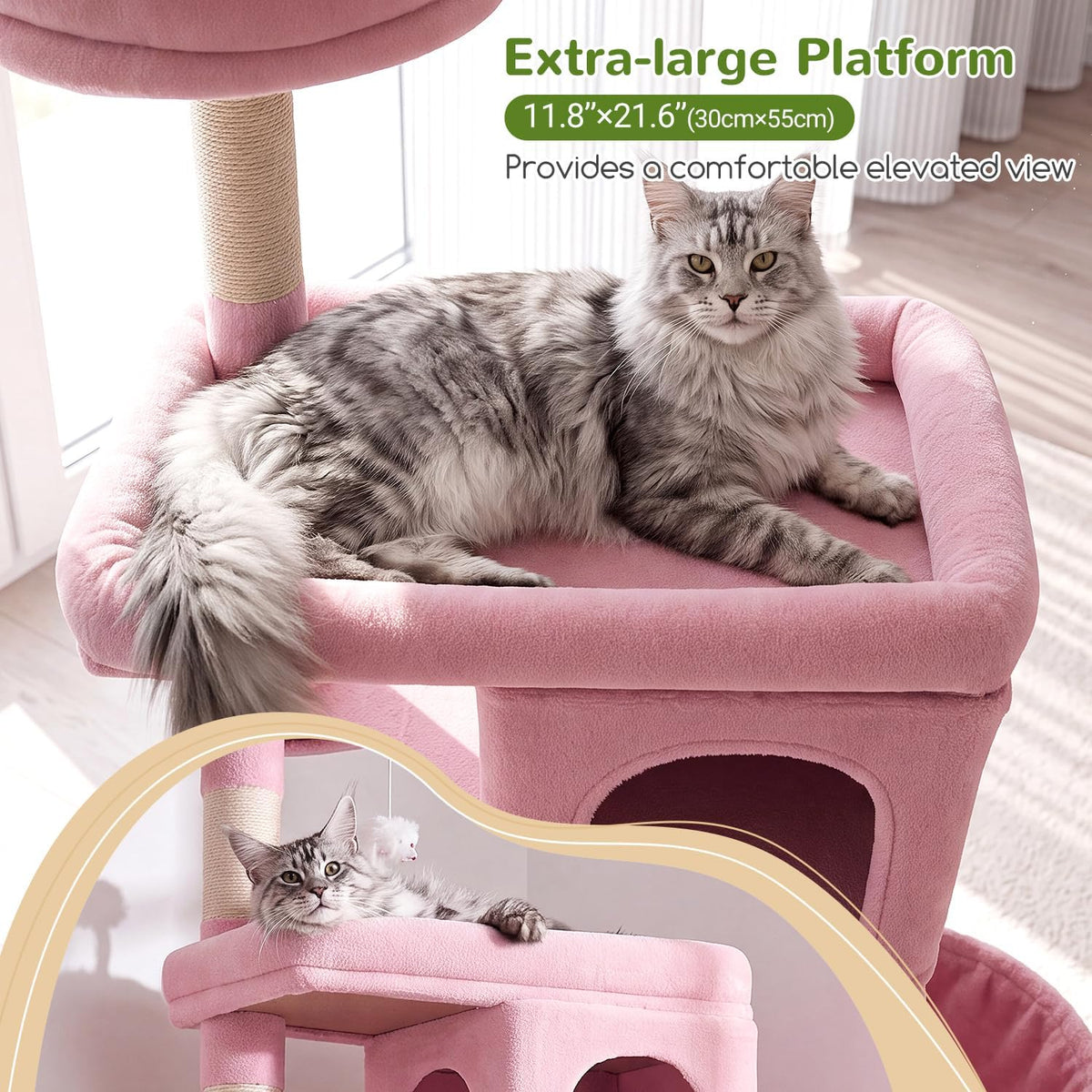 Globlazer S72 Heavy Duty Cat Trees for Large Cats 20 lbs+, Pink
