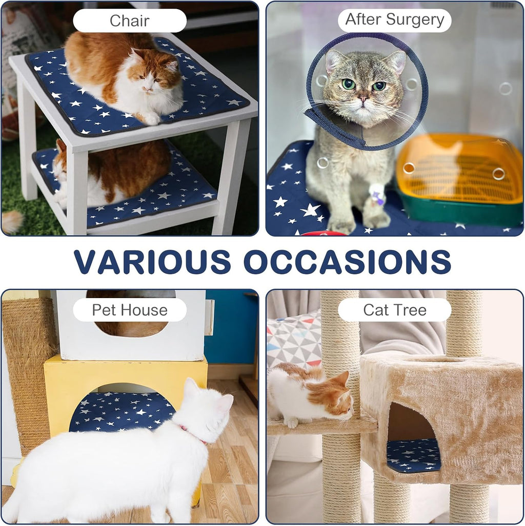 Namalu 4 Pack Self Warming Cat Bed, Blue, 12'' X 12'', Square