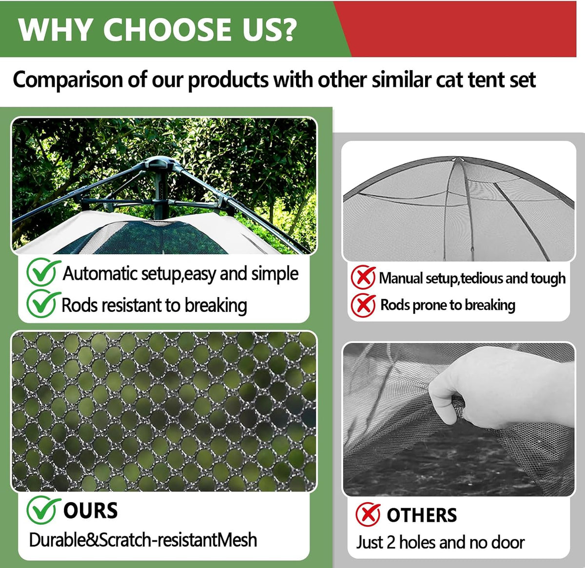 CypherX Extra Large Catio Outdoor Cat Enclosure Pop Up Playpen Tunnel Tent
