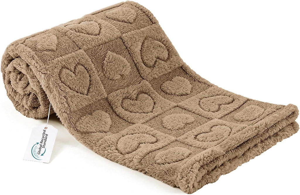 gogobunny Pet Blanket for Dogs Cats, 300GSM Ultra Soft Coral Fleece Blanket, Washable Small Dog Cat Blanket, Calming Crate Mat, Furniture Protector for Couch Bed Car Seat, Brown, 30x40IN