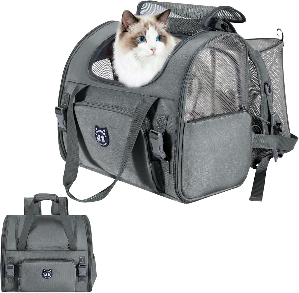 Lollimeow Cat Backpack Carrier, Large Expandable Pet Backpack for Small Dog