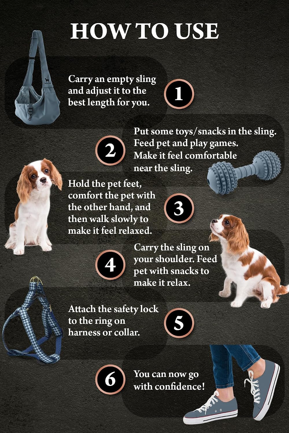 Noah & Paw Dog Sling Carrier for Small Dogs 5-18lb, Dog Sling for Small Dogs and Cats, Dog Carrier with Adjustable Padded Strap, Premium Twill, Lined with Fur, Double Safety Feature, Machine Washable