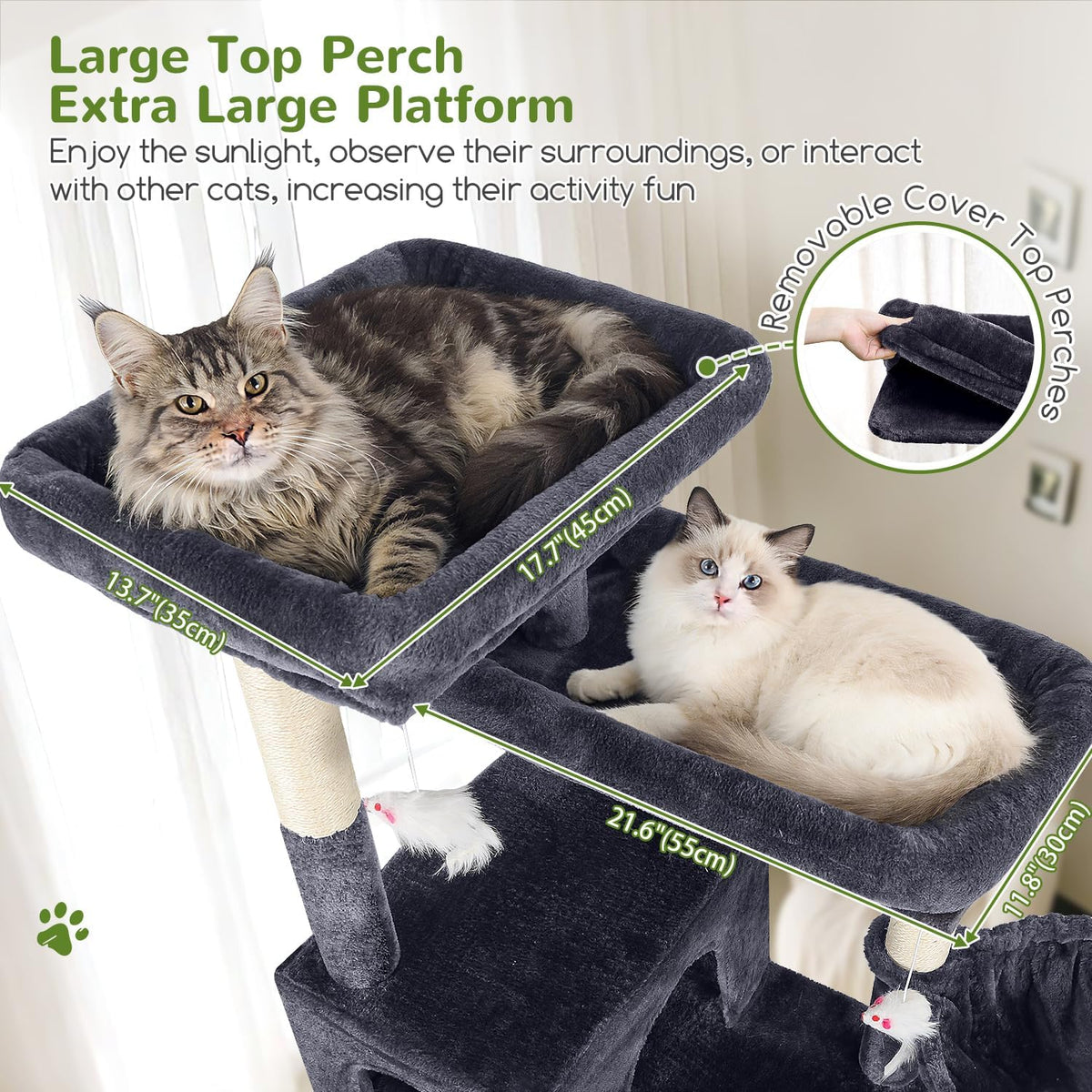 Globlazer Sturdy Extra Large Cat Tower for Indoor Cats, S81C, Dark Grey