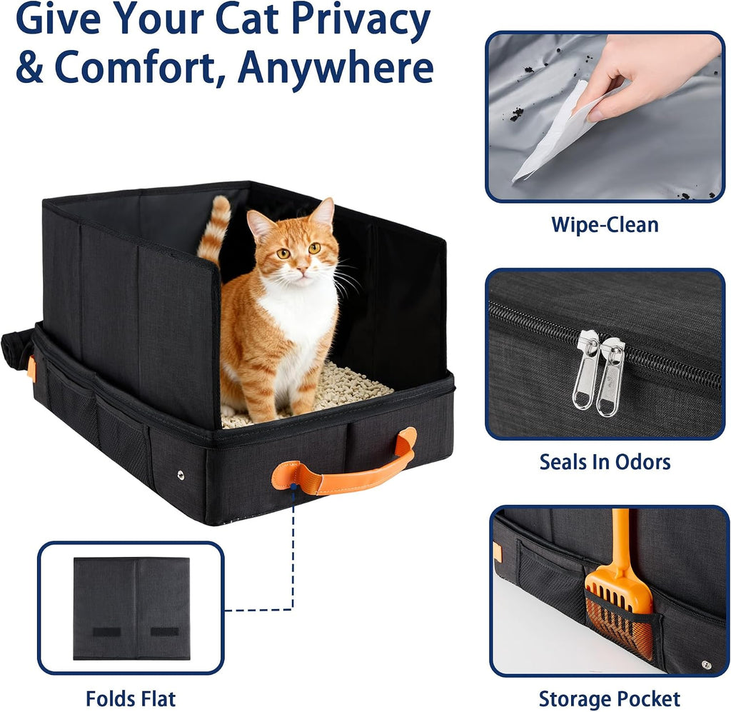 MORAIS Portable Travel Litter Box for Cats, 17.7"×13.5"×11"