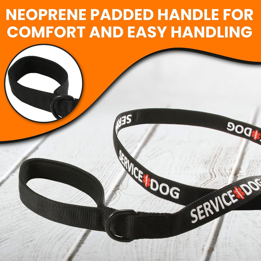 Tacticollar - Service Dog Leash, Strong Nylon Leash, Soft Neoprene Padded Handle, Embroidery (4ft Length x 1in Width)