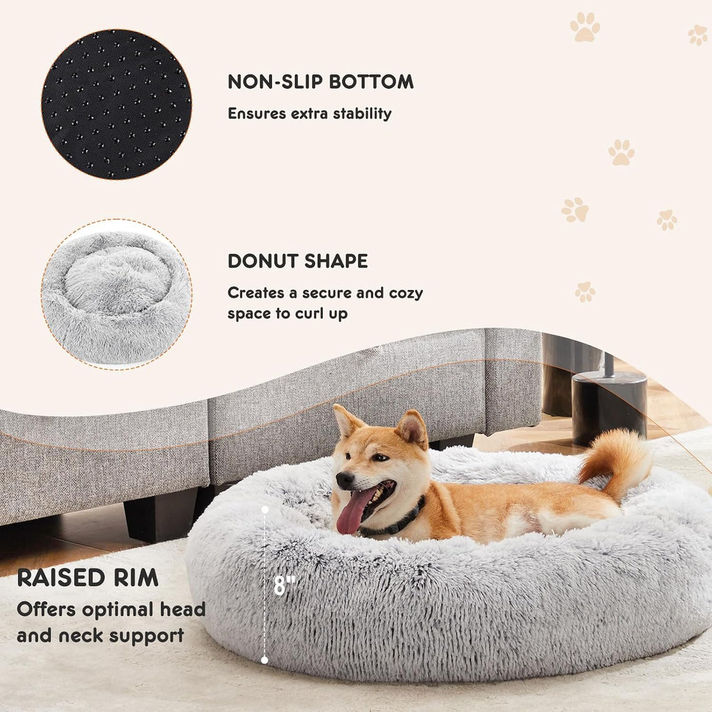 NEWBULIG 37x37 Inch Donut Dog Bed for Indoor Use, Fluffy Large Pet Sofa