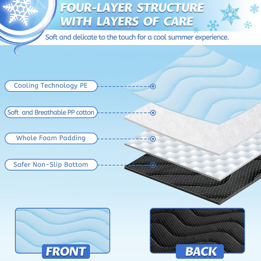 Cooling Mat for Dogs Extra Large, Washable Cooling Pad 59"x40"，Light Blue