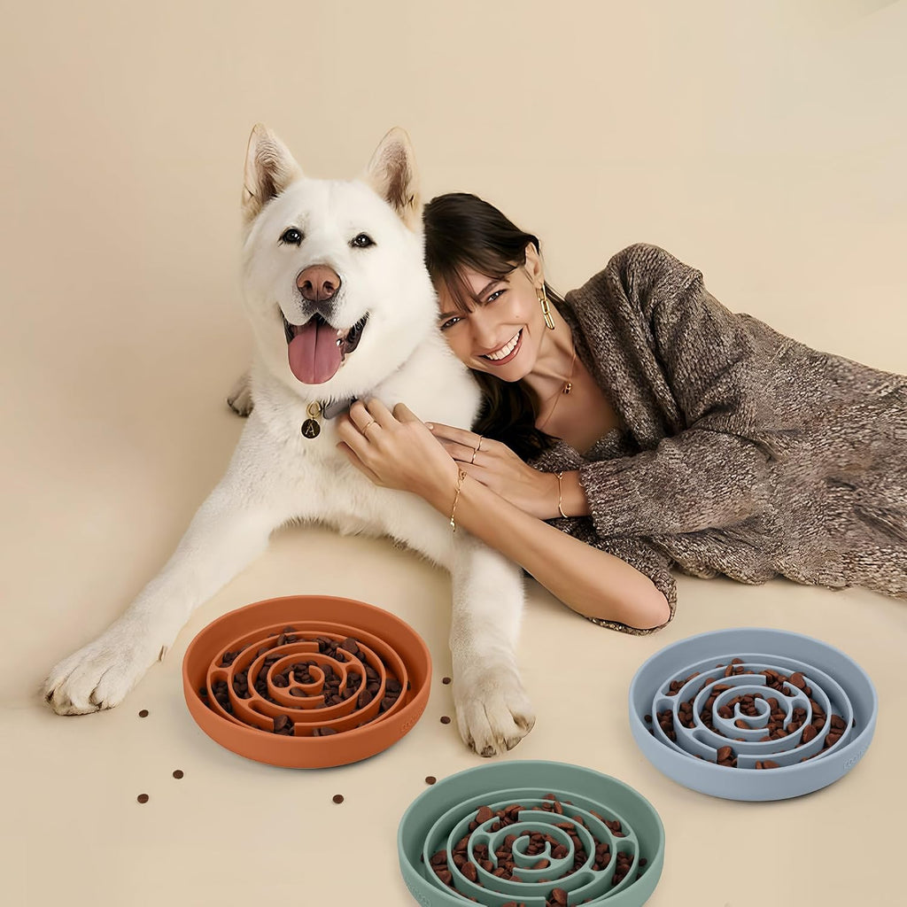 Coomazy Slow Feeder Dog Bowls, Silicone Dog Bowl with Suction Cups