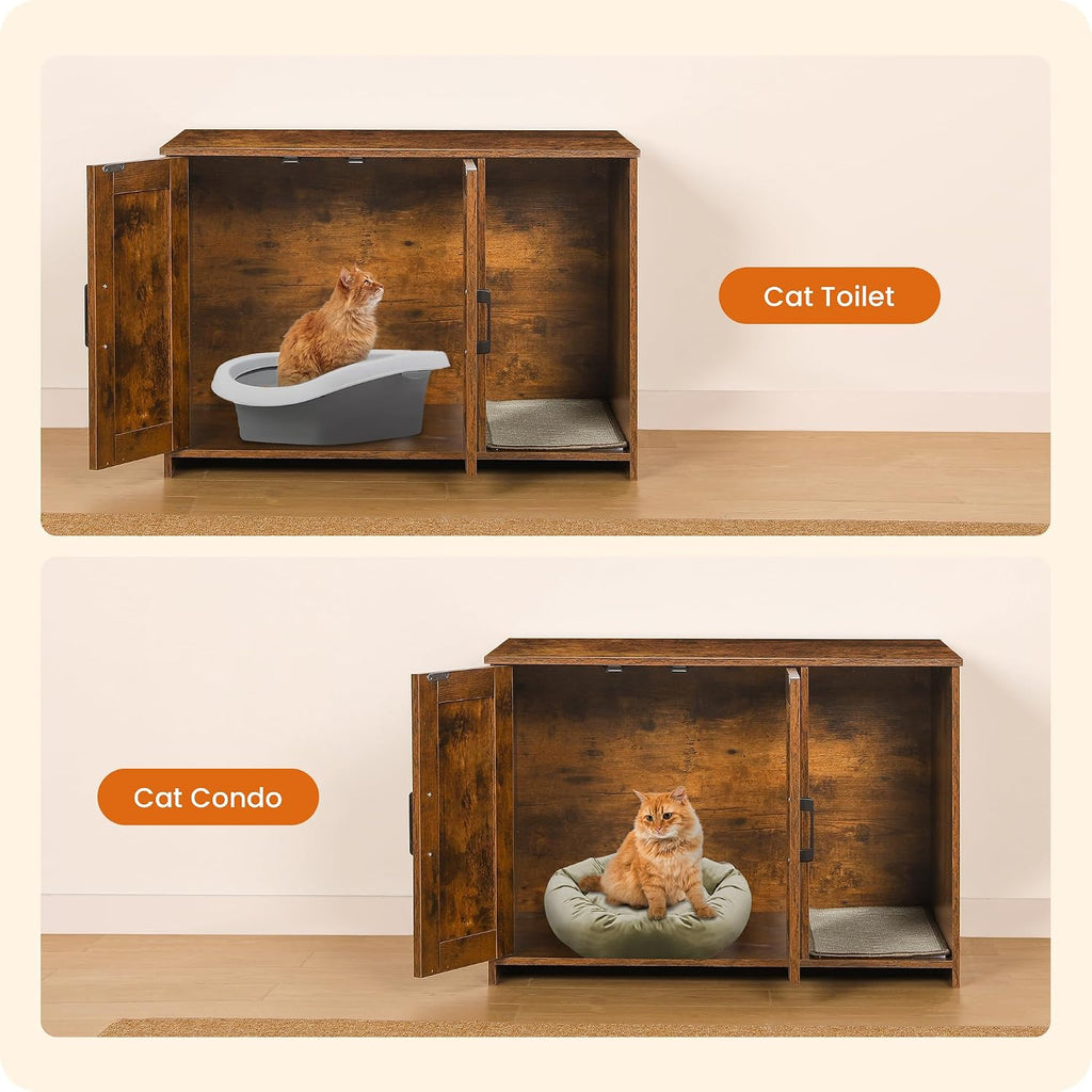 Dwanton Cat Litter Box Enclosure, with Scratching Mat, 27.6" x 18.2"x 19.6"
