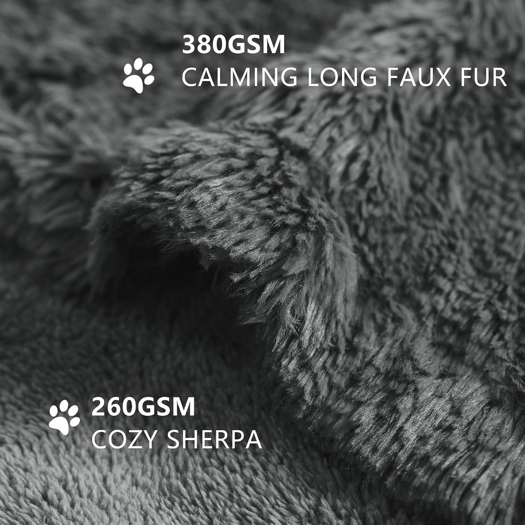 gogobunny Waterproof Dog Blanket for Couch & Furniture Protection - Super Soft Reversible Throw for Large Dogs & Cats, Calming Washable Fur & Sherpa Pet Blanket (60x80 Inch, Grey)
