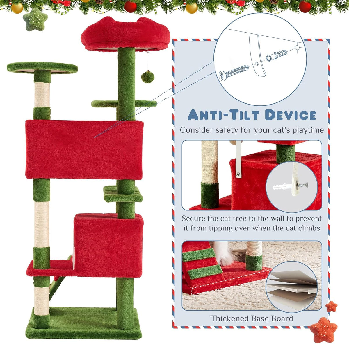 54 Inch Cat Tree Tower with Sisal Scratching Post