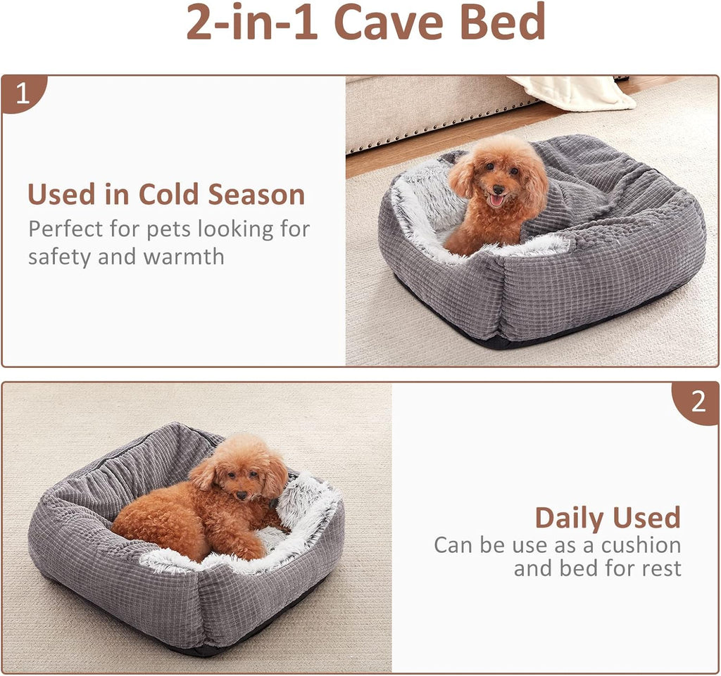 MIXJOY Medium Dog Beds for Medium Large Dogs with Cover Cave, 30in