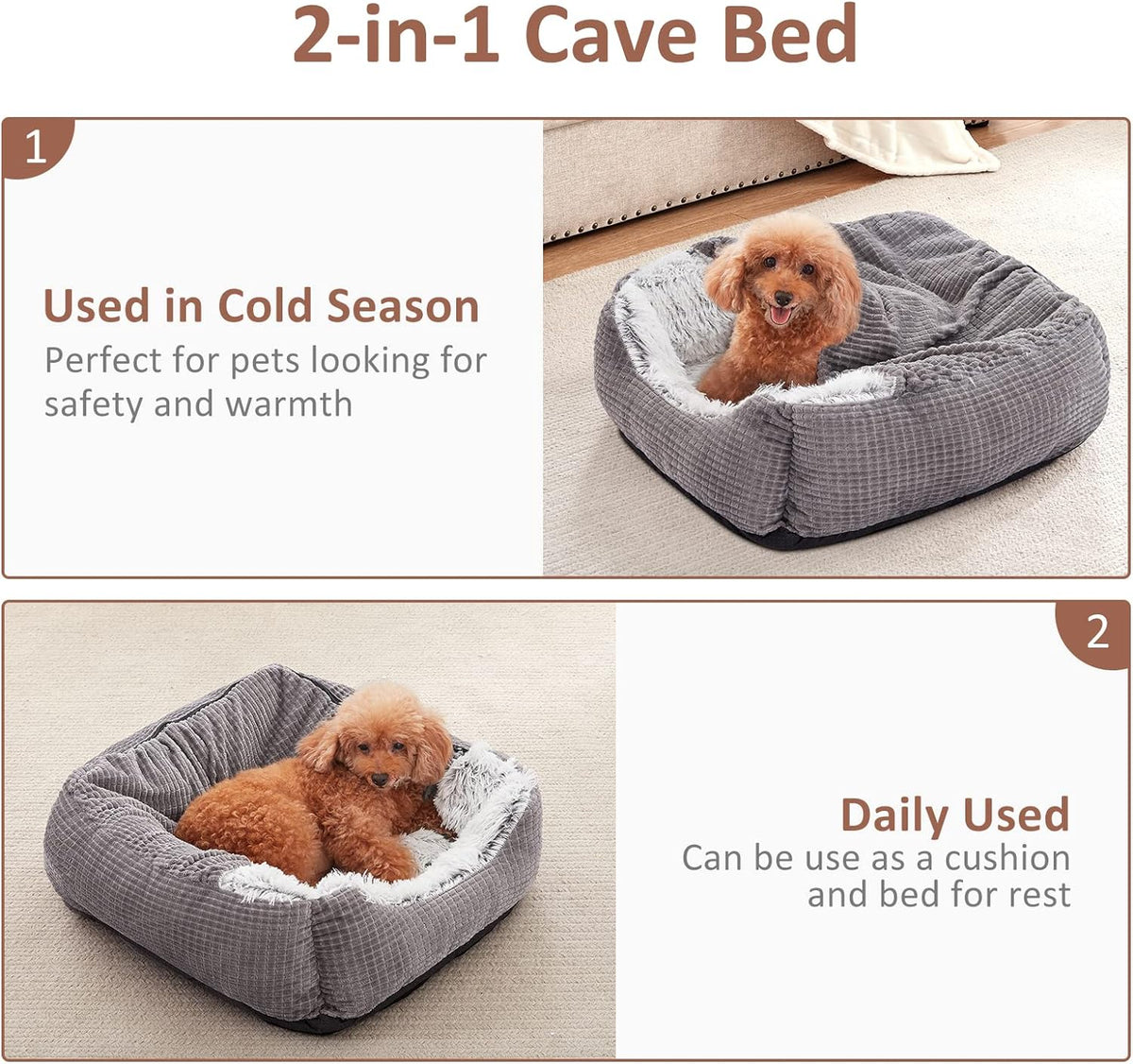 MIXJOY Medium Dog Beds for Medium Large Dogs with Cover Cave, 30in