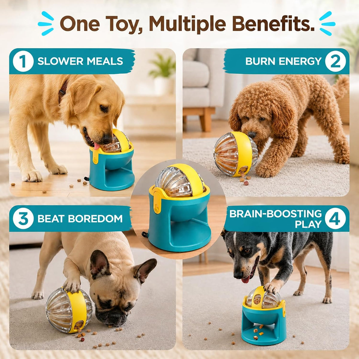 Adjustable Dog Slow Feeder Treat Dispensing Dog Toys to Keep Them Busy,