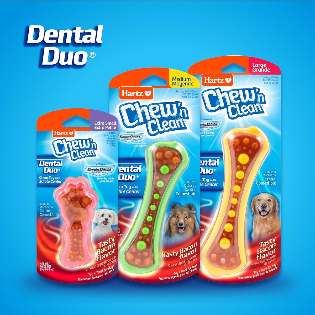 Hartz Chew 'n Clean Dental Duo Dog Treat & Chew Toy, Color Varies, X-Small (Pack of 48)