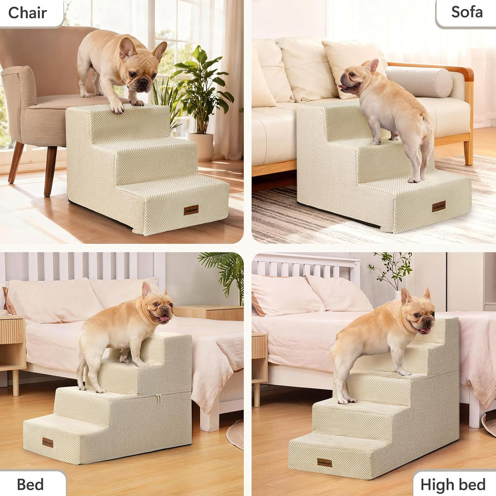 Aodisman Dog Steps for Bed or Couch,4-Step Pet Stairs for Small Dogs & Cats