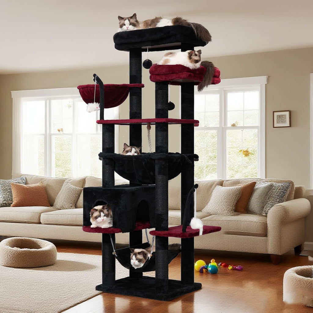 Gitelsnour Cat Tree, 63'' Cat Tower for Large Cats, Big Hammock GCT020BR