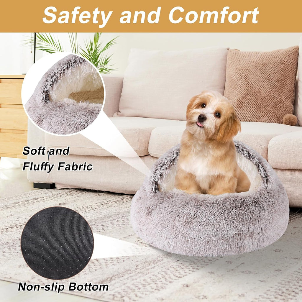 Dog Beds for Small Dogs, Cat Bed Cave, Washable Cute Cat Bed, Cozy Nook Pet Bed for Dogs or Cats, Anti-Slip Puppy Bed Fits up to 22 lbs Pets(Coffee, 24" x 24")