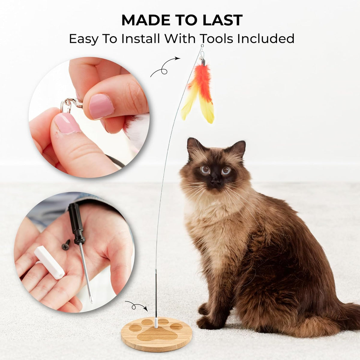 Cat Toys for Indoor Cats, Interactive Cat Toy Wand, Kitten Stuff, 18 Lures