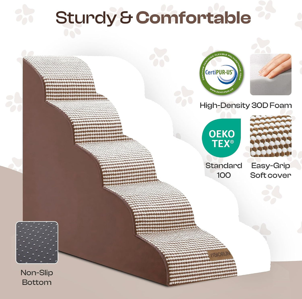 Miorun Dog Stairs for High Beds, 24.5" Foam Pet Ramp Step for Small Dogs