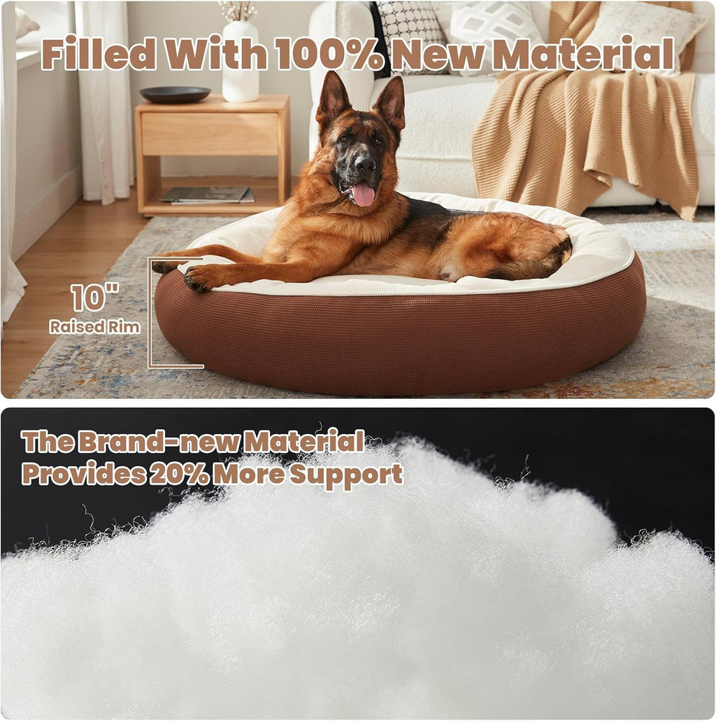 45 in Soft Touch Fleece Donut Dog Bed for Extra Large Dogs,Coffee