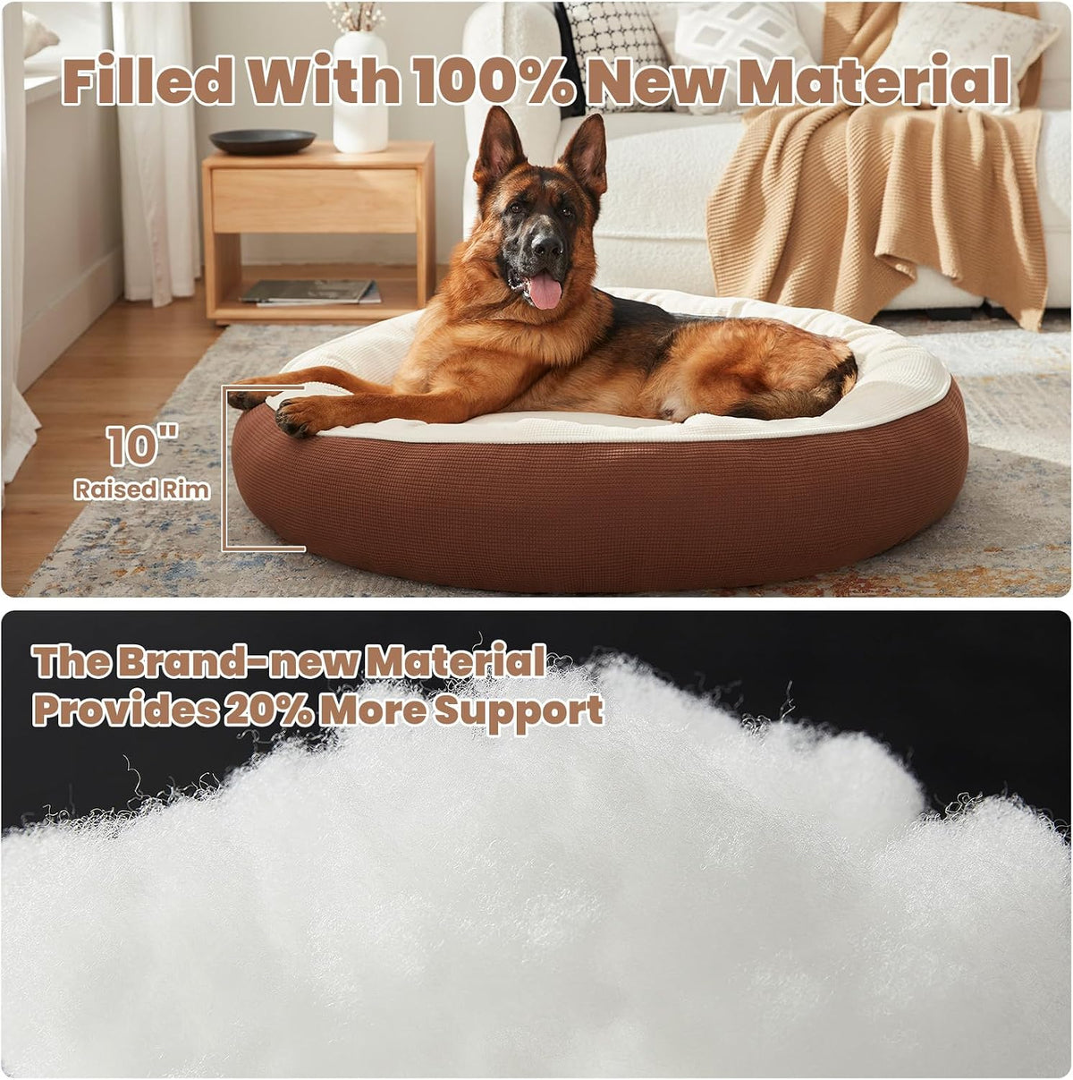 45 in Soft Touch Fleece Donut Dog Bed for Extra Large Dogs,Coffee