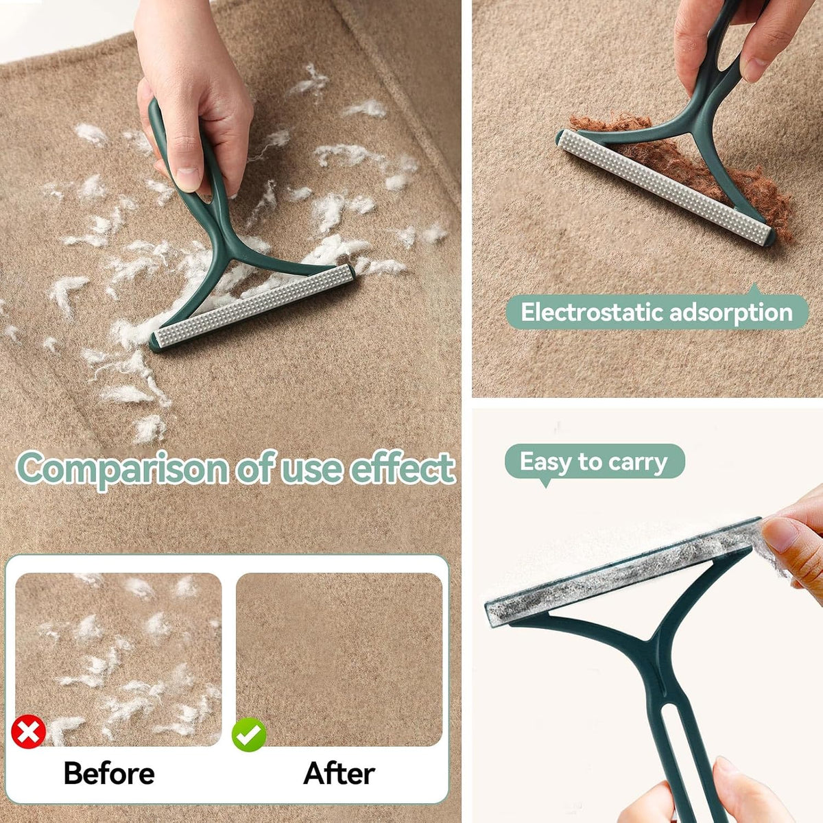 Pet Hair Remover Tool 4-Pack, Dog Cat Hair Remover with 1PCS Pet Grooming Glove, Lint Shaver Cleaner Pro, Portable Carpet Scraper for Carpets, Clothes, Car Mats, Couch, Pet Bed, Furniture