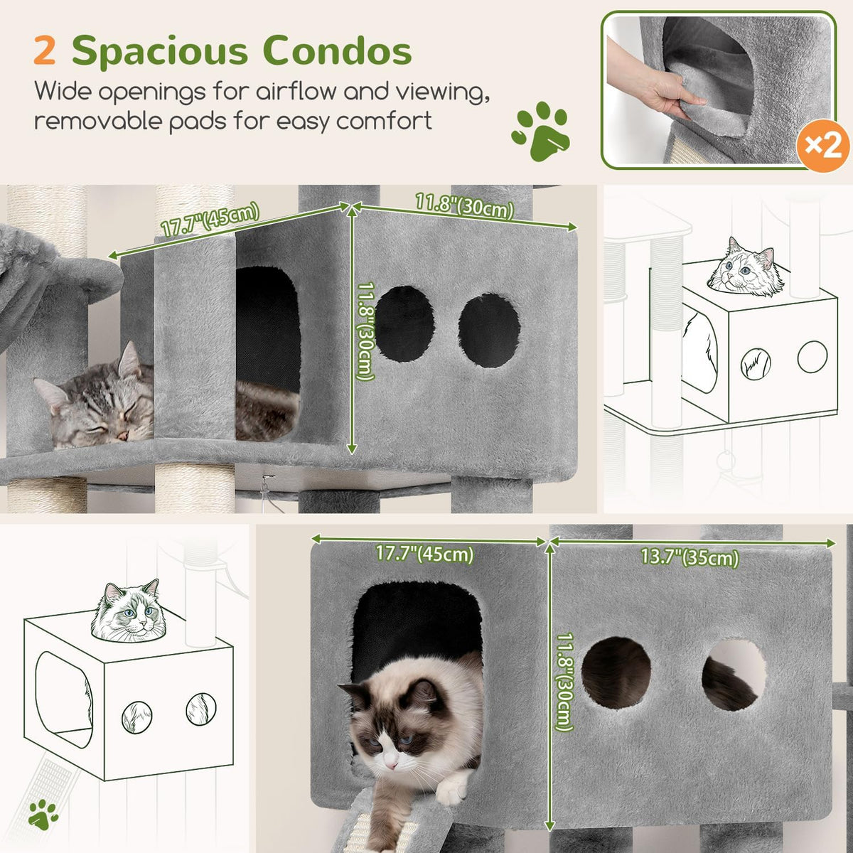Globlazer 81in Tall Cat Tower for Large Adult Cat, S81G Pro Max, Light Grey