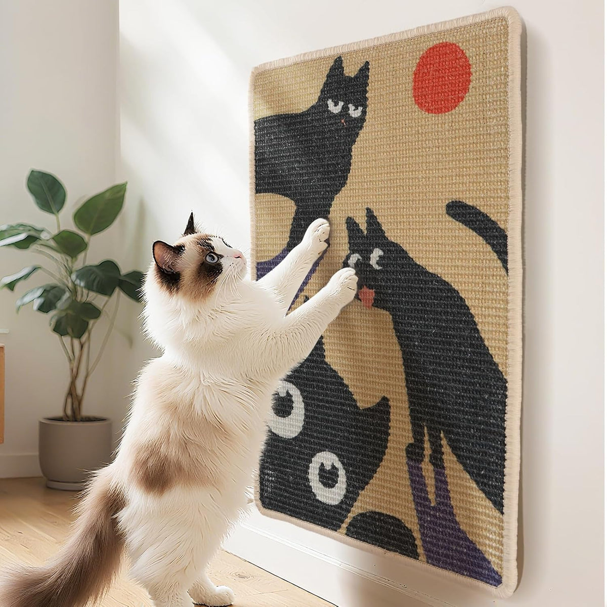 3-in-1 Sisal Cat Scratcher Mat Floor & Wall Cat Scratching Pad 23.6x15.7''