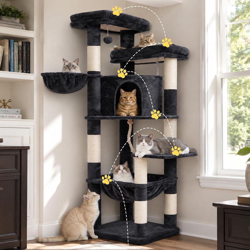 Hey-brother Cat Tree Tower for Indoor Corner with Spacious Condo, MPJ062G