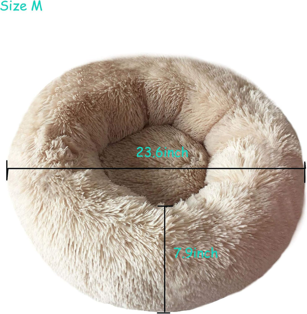 Dog Bed for Small Dogs & Cats, 24 Inch Medium Fluffy Washable Donut Bed