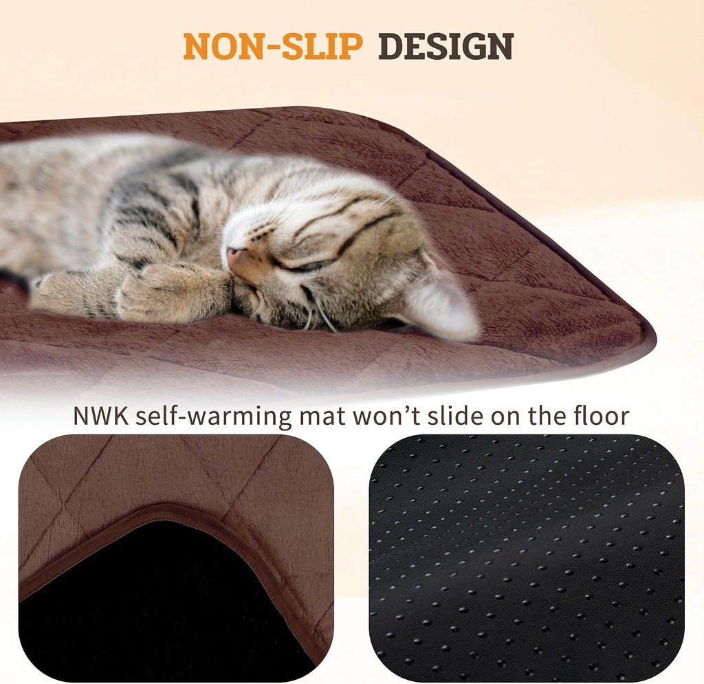 NWK Self Warming Thermal Pet Mat for Dogs and Cats (Coffee Brown, Large)