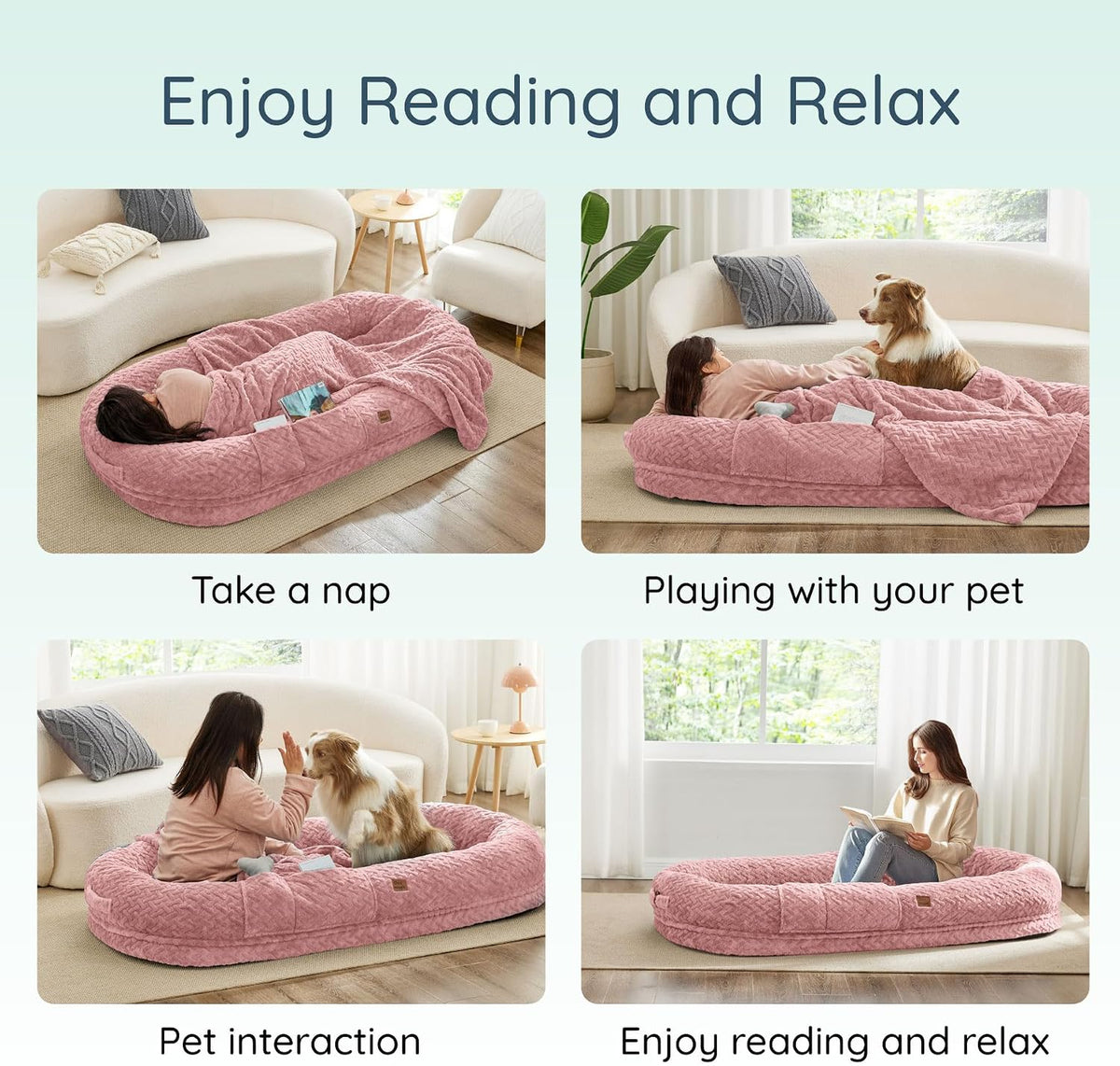 ChiXnuggle Orthopedic Human Dog Bed,with Faux Fur Washable Cover,Blanket
