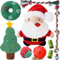 Zeaxuie Dog Chew Toys for Xmas - 9 Pack Santa Puppy Toys for Teething Small Dogs with Rope Toys, Treat Ball and Squeaky Dog Toys