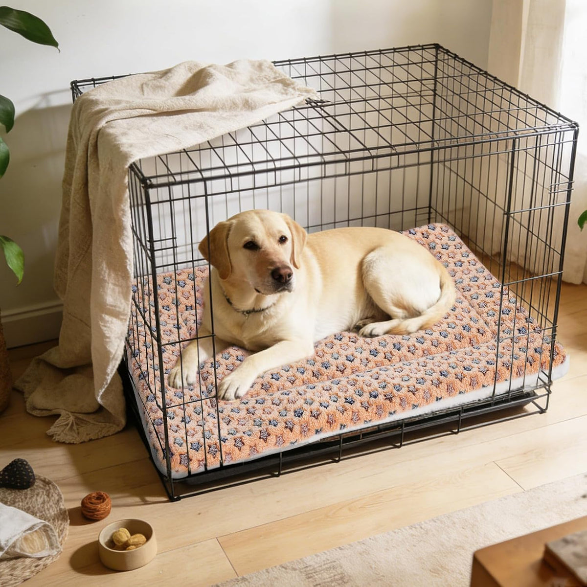 Mora Pets Dog Crate Pad Bed Ultra Soft Pet Mat Star Print Brown 35 x23 Inch