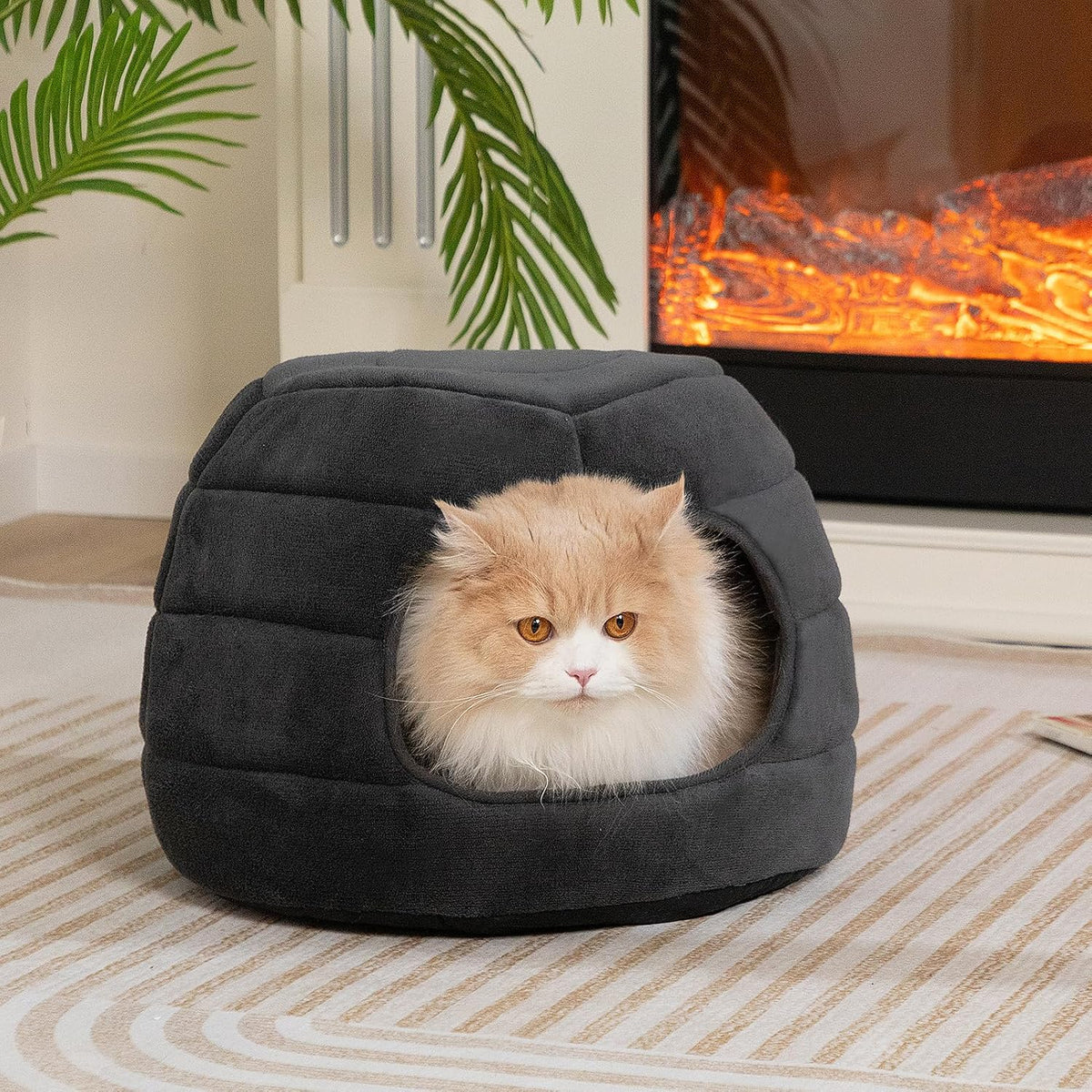 Hollypet Cat Bed Cave for Indoor Cats for Pets up to 15 lbs, Gray